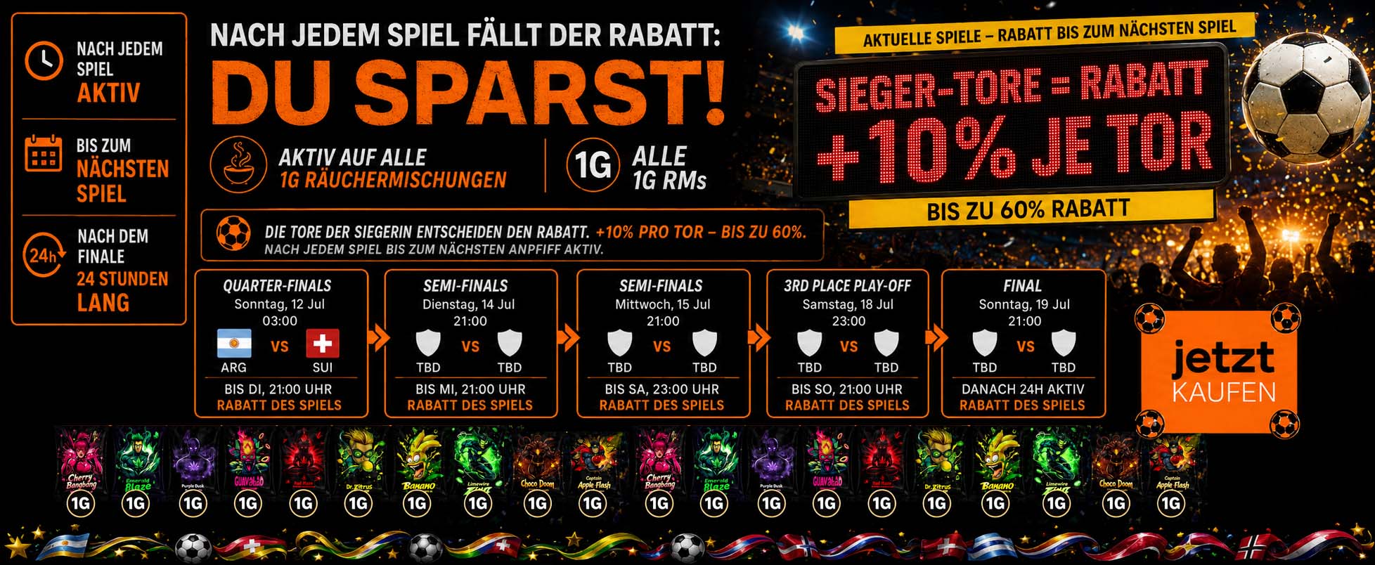 Nach jedem Spiel fällt der Rabatt - Exklusiv bis zum Finale