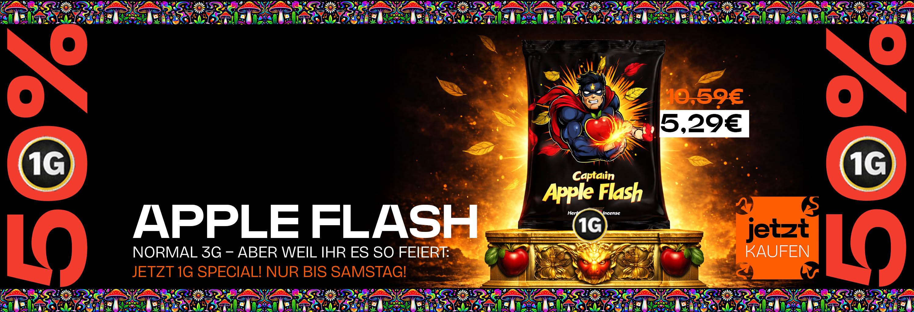 Captain Apple Flash 1g jetzt 50% reduziert!