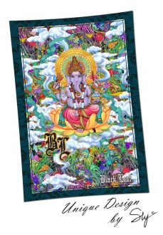 Black Leaf Ganesha Tuch/Wandbehang