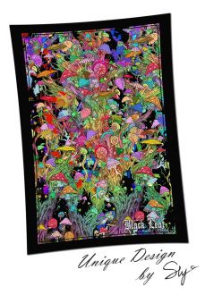 Black Leaf Mushroom Tuch/Wandbehang