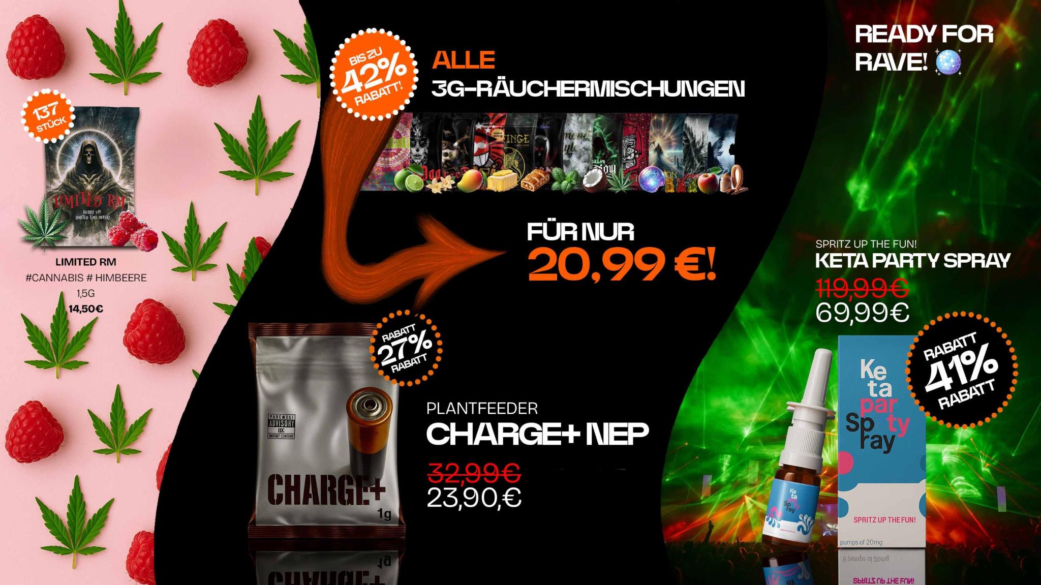 Alle 3g Mischungen für nur 20,99 - Limited Cannabis & Himbeere - Keta Angebot